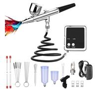 Airbrush Kit with Compressor, High-Pressure Portable Air Brush with 0.2/0.3/0.5mm Nozzle, Non-Clogging Spray Gun with Cleaning Brush for Painting Model Barber Cake