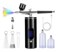 Airbrush Kit with Compressor, Portable Rechargeable Cordless High-Pressure Air Brush Set with 0.35mm Nozzle,Power Display and Cleaning Brush, for Painting, Nail Art, Makeup, Cake Decor