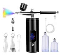 Airbrush Kit with Compressor, Rechargeable Cordless Non-Clogging High-Pressure Air Brush Set with 0.3mm Nozzle and Cleaning Brush Set for Nail Art, Makeup, Painting, Cake Decor