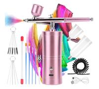 Airbrush Kit with Compressor Rechargeable Portable Air Brush Paint Kit High-Pressure Nail Airbrush with Nozzle and Cleaning Brush Set for Nail Art, Makeup, Painting, Cake Decor