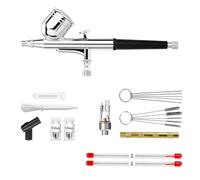 Airbrush Kit with Portable Mini Compressor, Double Action Spray, 3 Nozzles, Cleaning Kit, Auto Shutoff, Low Noise for Nail Art, Makeup, Painting, Cake Decor & Crafts