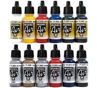 Airbrush Paints 12 x 17ml Vallejo Model Air Base Metallic Paint Set Airbrush Colours