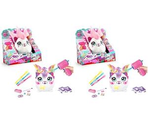 Airbrush Plush Hair’iffic Squish Pals - Customisable Plush Toy with Long Hair | Battery-Powered Airbrush, Washable Chalk Pens, 100+ Stencils & Hair Accessories | Reusable Creative Toy for Kids Ages 6+