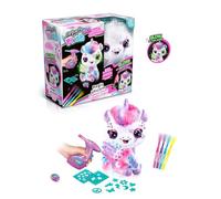 Airbrush Plush Magic Unicorn | Glow in The Dark | Decorate, wash and Repeat | 4 Wash-Off Chalk Pens, Battery Powered Airbrush | 100+ Sticker Stencils | for Ages 6+ | White