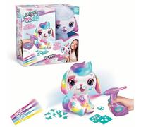 Airbrush Plush Puppy, Decorate with Wash-Off Chalk Pens, Battery Powered Airbrush, 100+ Sticker Stencils | Gift for kids Ages 6+