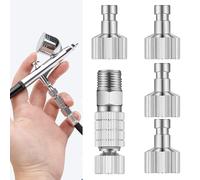 Airbrush Quick Release Coupling Disconnect Adapter Kit, 5 Pcs Airbrush Cleaning Kit, 1/8 Inch Female Connectors and Male Adapters Adjustment Control Valve for Airbrush Hose Air Compressor