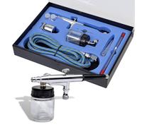 Airbrush Set 0.2/0.3/0.5 mm Nozzles Air Hose Spanner Dropper Glass Jar vidaXL