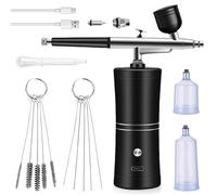 Airbrush Set with Compressor, Portable Wireless Airbrush Kit, Rechargeable USB Airbrush Kit, Multifunctional Dual Action Spray Gun Set for Nail Art, Tattoos, Makeup, Model Painting (Black)