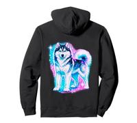 Airbrush Siberian Husky Retro Radiant Dog Graphic Pullover Hoodie