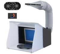Airbrush Spray Booth Fume Extractor & Bright Lighting, Craft Table Airbrush Booth Hobby & Pro Model Cake Nail Art Pottery & Crafts, Portable Painting Booth Turntable,