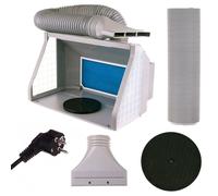 Airbrush Spray Booth TWO FANS Extractor Unit with LED Light and Round Platform