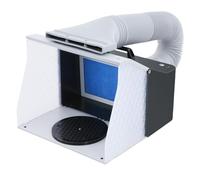 Airbrush Spray Booth with 4 LED Lights and Dual Fans,Portable Spray Booth with 1.71m Flexible Vent Hose,Filter Cotton,Suitable for Beginners in Spray Painting,ainting T Shirt,Cake Decoration