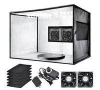 Airbrush Spray Booth with Dual Exhaust Fans,Portable Airbrush Paint Booth for Airbrushing,2 Round Led Lights with 360° Coverage,Turntable and Extension Hose,Hobby Spray Booth Kit for Painting Model
