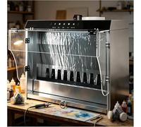 Airbrush Spray Booth with LED Lighting, Waterfall Design, Professional Paint Booth Kit with Filter Hose for Hobby Painting and Art Projects