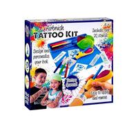 Airbrush Tattoo Kit Kids - Tattoo Maker For Kids - Resuable Glitter Tattoo Set With 20+ Stencils Battery Operated Easy To Apply Safe Non-Toxic Creative Fun Gift (BLUE)