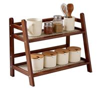 AIRCADIA Kitchen Organiser 2 Tiers Bamboo Rattan Wicker (Brown 40 x 18 x 29)