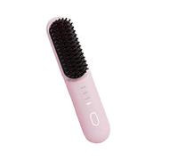 AIRCADIA Wireless Straightening Brush, 3D Portable Mini Hair Straightener Brush, 140-200℃ 4 Temperature Settings, Negative Ion Hair Straightening Comb, Straight and Curly with Hair Clip and Handle