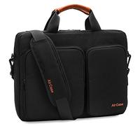 AirCase Office Unisex Adult Men's Laptop Bag 15.6 inch Side Shoulder Briefcase Satchel Messenger Business Bags for Men & Women Front Pocket for Laptop Accessories - Black (6 Month Warranty)