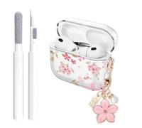 Aircawin for Airpods Pro 3 Case Clear,Cute Floral Mini Flower for Airpod Pro 3 Case Cover,Soft TPU with Girly Flower Pearl Keychain&Cleaning Pen for Airpods Pro 3rd Generation Cover Women Girls