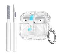 Aircawin for Airpods Pro 3 Case Clear Glitter,Cute Diamond Shinning Design for Airpods pro 3rd Generation Case Cover 2025,Secure Lock&Auto Pop-up,Shockproof TPU Skin with Carabiner&Cleaning Pen-Clear