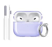 Aircawin for Airpods Pro/Airpods Pro 2 Case Clear Pink,Shockproof Clear TPU for Airpod Pro 1st/2nd Generation Case Cover 2023/2022/2019,Skin with Carabiner&Cleaning Pen for AirPod iPod Pro 2/1-Purple