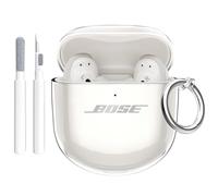 Aircawin for Bose QuietComfort Earbuds II 2022/QuietComfort Ultra 2023 Case Clear,Full Protective Soft Transparent TPU Cover for Bose QC 2 Earbuds with Carabiner and Cleaning Pen-Clear