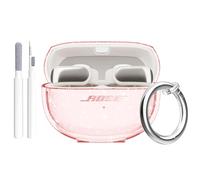 Aircawin for Bose Ultra Open Earbuds Case Clear Pink Glitter,Cute Sparkle Bling for Bose Ultra Open Case Cover 2024,Soft TPU Cover for Bose Open Ear Earbuds Accessories with Carabiner and Cleaning Pen