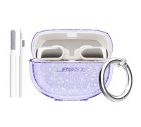 Aircawin for Bose Ultra Open Earbuds Case Clear Purple Glitter,Cute Sparkle Bling for Bose Ultra Open Case Cover 2024,Soft TPU Cover for Bose Open Ear Earbuds Accessories with Carabiner&Cleaning Pen