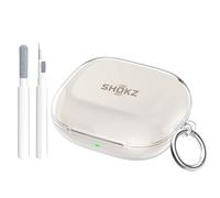 Aircawin for SHOKZ OpenFit 2 Case Clear,for SHOKZ OpenFit 2 Case Cover 2025,Shockproof Soft Transparent TPU for Openfit Open-Ear Wireless Earbuds Earphone Accessories with Carabiner&Cleaning Pen-Clear