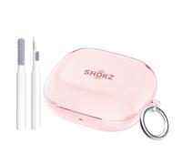 Aircawin for SHOKZ OpenFit 2 Case Clear,for SHOKZ OpenFit 2 Case Cover 2025,Shockproof Soft Transparent TPU for Openfit Open-Ear Wireless Earbuds Earphone Accessories with Carabiner&Cleaning Pen-Pink