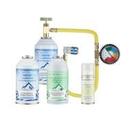 AirconTopup Car Aircon R134a Compatible Refrigerant x2 Leak Sealer x1 Sanitiser x1 with Filler Kit