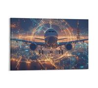 Aircraft 3D Modern Canvas Wall Art Abstract Science Fiction Pictures Printing Poster Canvas Paintings Wall Decor for Bedroom Living Room Bathroom Office Ready to Hang 08x12inch(20x30cm)