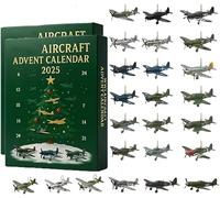 Aircraft Advent Calendar 2025, 24 Days Christmas Countdown Calendar with 24 Unique Mini Warbirds, Fighter Countdown Surprise Aircraft Calendar for Model Collectors, History Buffs (2PC)