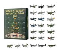 Aircraft Advent Calendar 2025 WWII Aircraft Christmas Countdown Calendar 24 Days Advent Calendars For Kids Adults 2D Acrylic Legendary Fighter Models Aviation Enthusiasts Collectibles