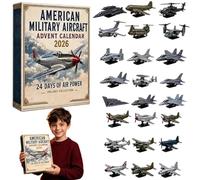Aircraft Advent Calendar 2026, American Military Airplane Model Toy | 24 Days Countdown Calendar with Display Stand, Diecast Fighter Jet Plane Christmas Gift for Boys Kids Men Aviation Fans