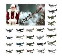 Aircraft Advent Calendars 2025, 24 Days Christmas Countdown Calendar With 24 Acrylic Warbirds Pendant, Fighter Hanging Ornament Surprise Gift To Kids