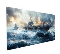 Aircraft Carrier Diamond Art Kits Adults, War Diamond Painting Kit, Round Full Drill Paint by Numbers for Adults 12 x 24Inch, Crystal Art Rhinestones Embroidery Cross Stitch Artwork, Gifts Model-15250