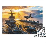 Aircraft Carrier Jigsaw Puzzle 1000 Pieces Recyclable Rafale Fighter Jet Senior Puzzles Educational Game Decompression Ideal for Family And Friends Birthdays 38x26cm/1000pcs