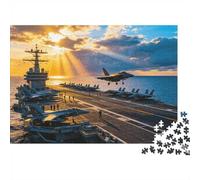 Aircraft Carrier Sunset Ocean Jigsaw Puzzle, 1000 Pcs For Adults High