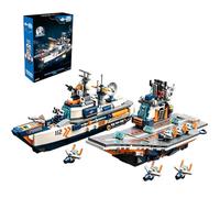 Aircraft Carrier & Super Cruiser Building Block Set, 685 PCS Compatible with Lego Military Navy Sets, 2-in-1 Battle Fleet with 6 Mini Aircraft, for Teens & Adults Age 14+, Desktop Display