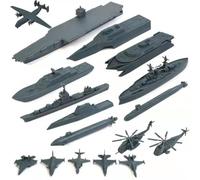 Aircraft Carrier Toy, 17PCS Plastic Army Toys Includes Small Scale Fighter Jet, Battleships, Submarine and More for Boys & Girls Kids Gifts #·