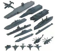 Aircraft Carrier Toy, 17PCS Plastic Army Toys Includes Small Scale Fighter Jet, Battleships, Submarine and More for Boys & Girls Kids Gifts