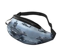 Aircraft Carrier Waist Bag Bumbags for Men Women, Print Polyester Waist Pack for Travel Walking Sport with Adjustable Strap
