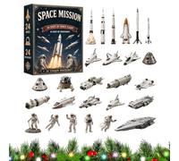 Aircraft Countdown Calendar 2D Acrylic 24 Days Airplane Ornaments | Submarine Christmas Tree Ornaments for Collectors Window Door Wall Mantel Tree Home Office Entryway Astronauts and Rockets