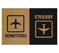Aircraft Departures Arrivals Personalized Outdoor Welcome Entrance Door Mat-Decorated Front Door Welcome Carpet Wedding Gift- 23.6 x 15.7 Inch Brown