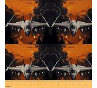 Aircraft Fabric by The Yard Fighter Jet Plane Army Cool Fabrics for Sewing Lovers War Aircraft Orange Sky Black Clouds Fabric for Room Decor and DIY Upholstery 1 Yard,36" L x 59" W