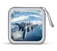 Aircraft Fighter Jet F-15 Ea-gles Flying CD Case Holder Portable 40 Capacity DVD Wallet Storage Organizer for Car Travel