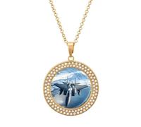 Aircraft Fighter Jet F-15 Ea-gles Flying Necklace for Women Adjustable Jewelry Pendant for Mom Wife Girlfriend Gifts Golden-style