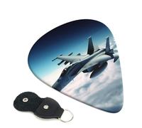 Aircraft Fighter Jets 6 Pack Guitar Picks With Holder, Personalized Guitar Plectrums Non-Slip Portable Ukulele Bass Picks 0.46mm For Acoustic Guitar Lovers Gifts
