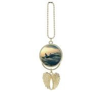 Aircraft Fighter Jets Car Hanging Ornament Rear View Mirror Pendant Lucky Presents Hanging Ornament Funny Car Pendant for Office Auto Home Decoration Golden-style